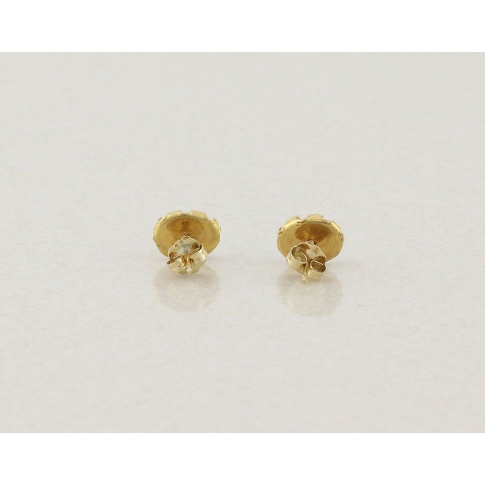 14k Yellow Gold Natural Opal Earrings Stud Post 3/8" x 1/4" - Picture 8 of 9